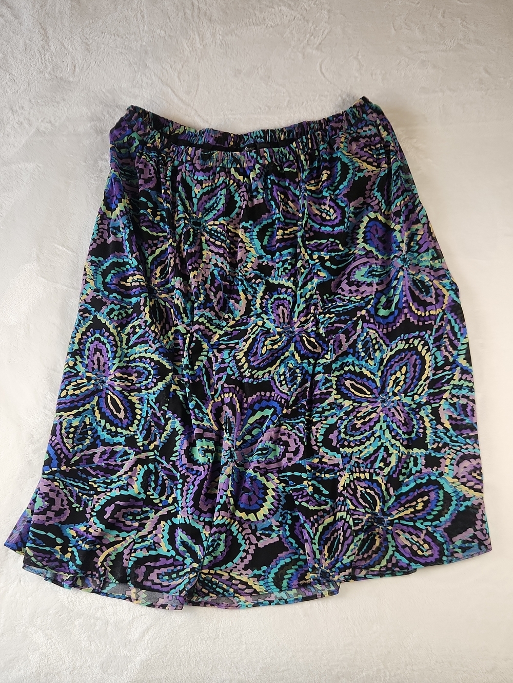 Maggie Barnes Floral Maxi Skirt in Black, Purple & Teal Plus Size 3X